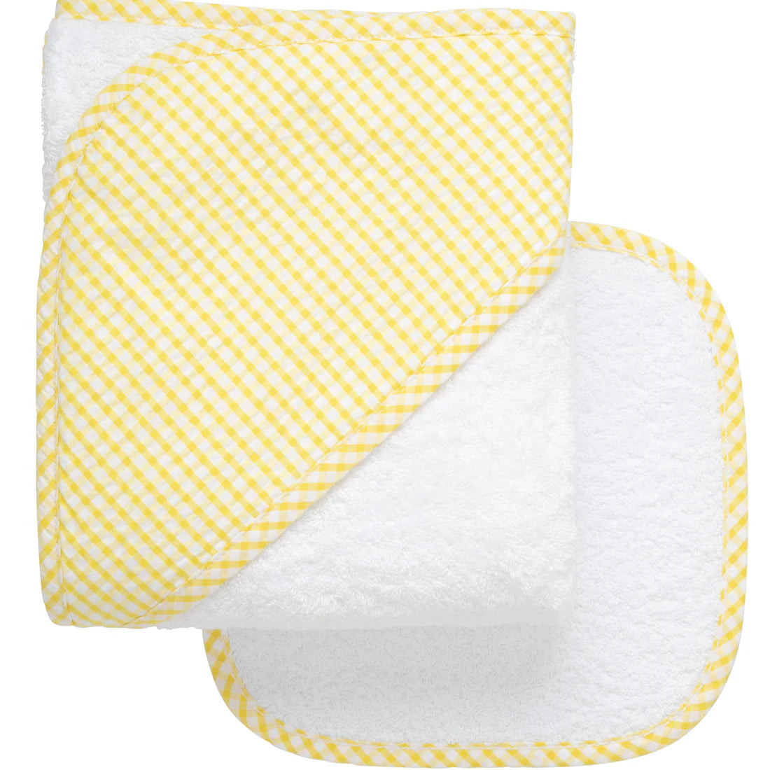 Yellow Checkered Hooded Towel & Washcloth Set