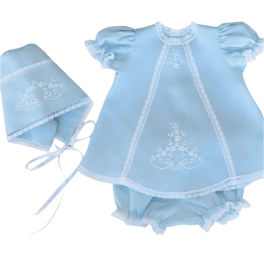 Linen Dress and Bonnet Set