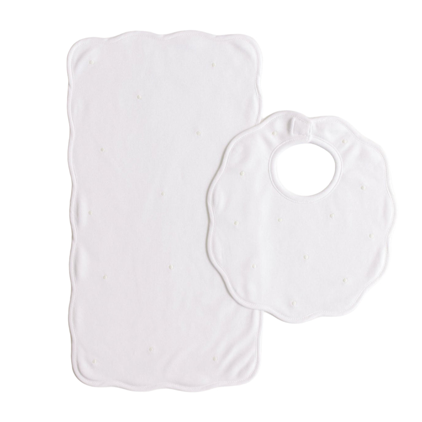 Scalloped Dots Bip & Burp Cloth Set