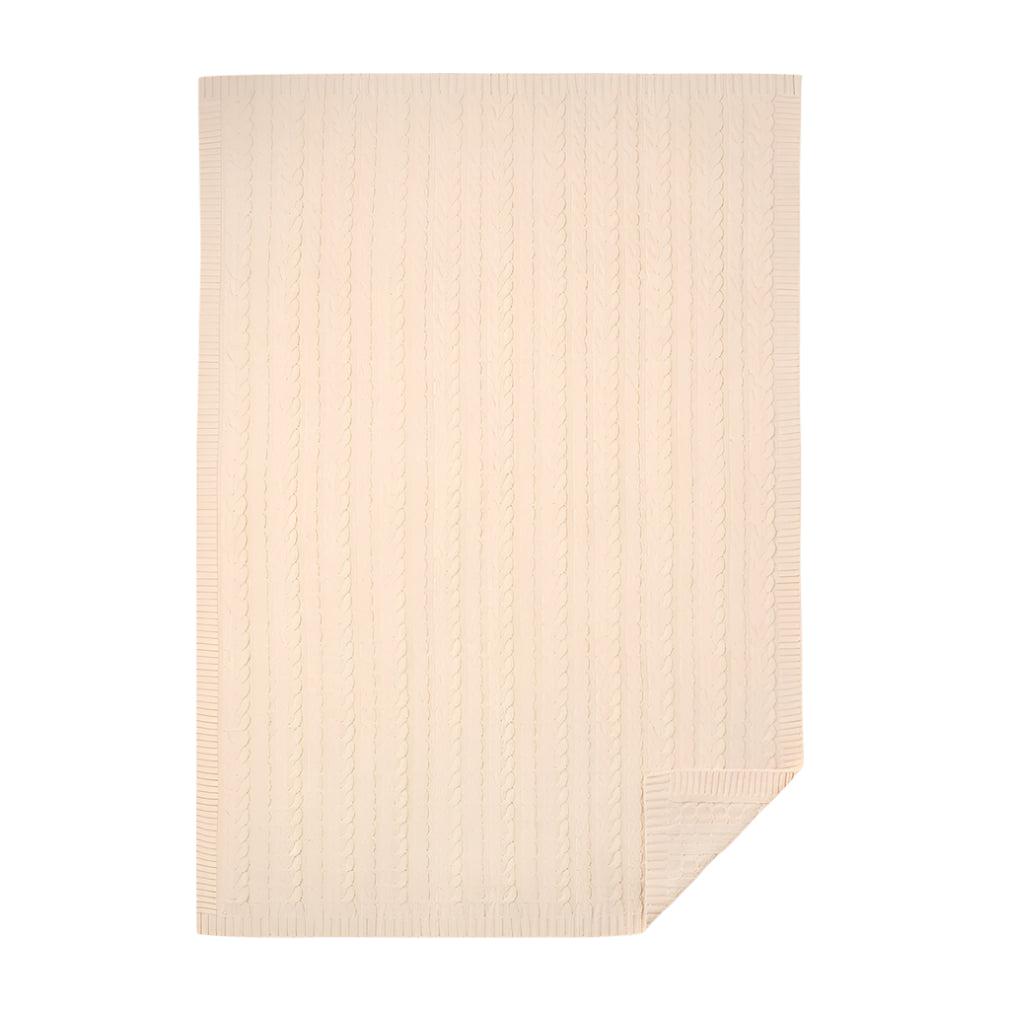 Tan Luxe Cable Knit Baby Blanket