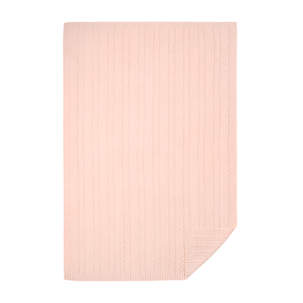 Pink Luxe Cable Knit Baby Blanket