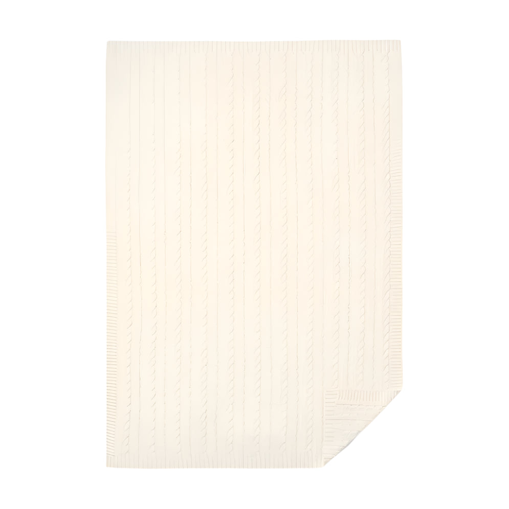 Cream Luxe Cable Knit Baby Blanket