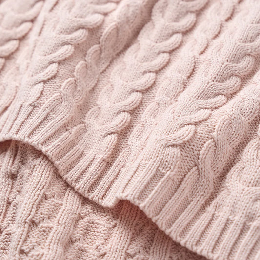 Pink Luxe Cable Knit Baby Blanket