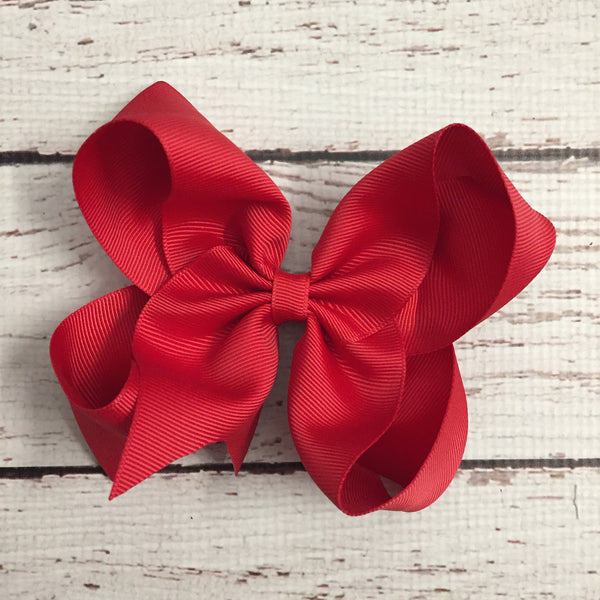 beautiful Silk Layered Ribbon Bows Hair Clip Red color for girls Pack of 1