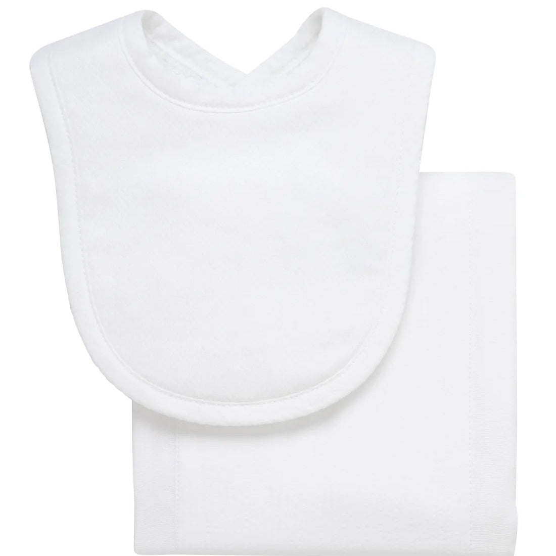 White Stripe Drooler Bib & Burp Cloth Set