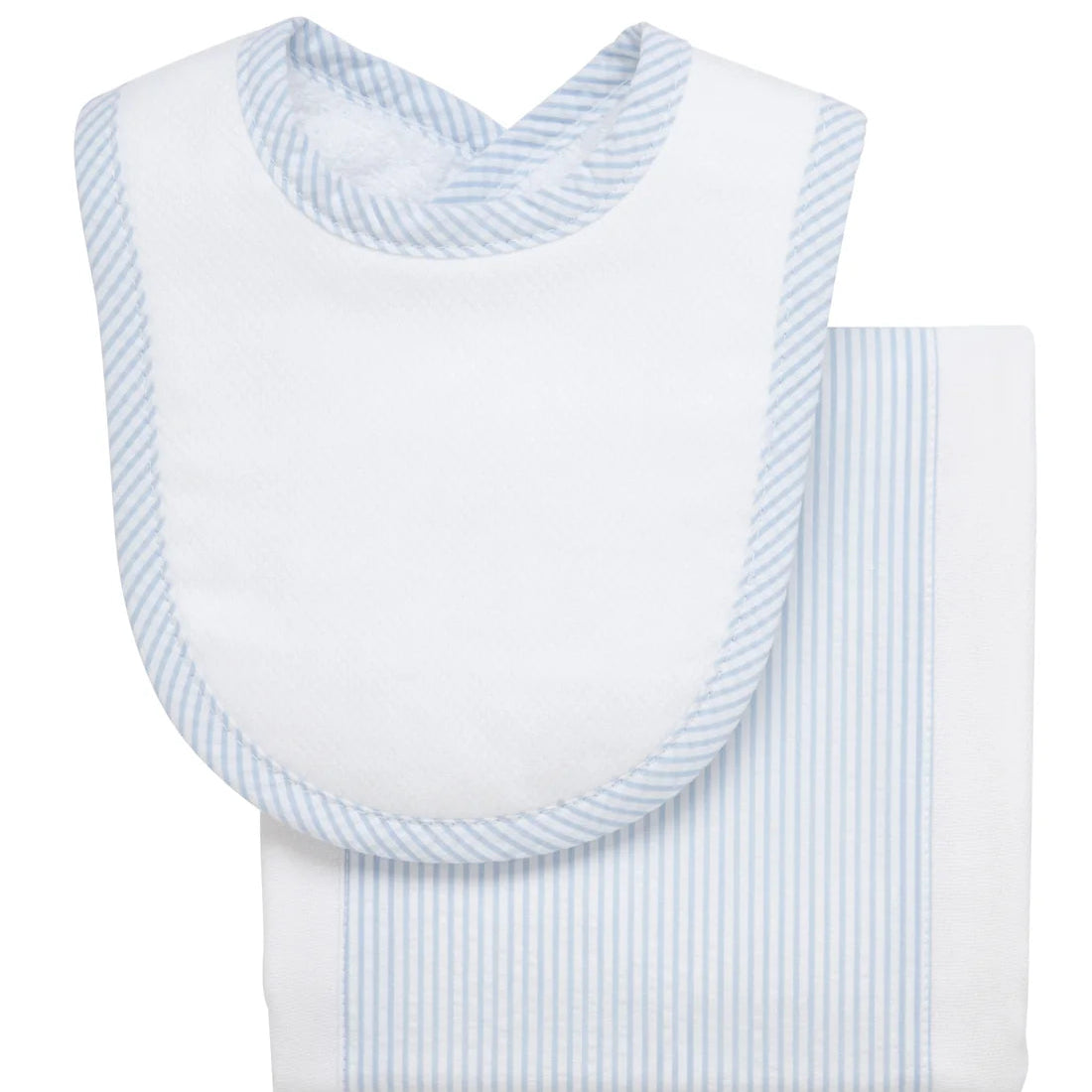 Blue Stripe Drooler Bib & Burp Cloth Set