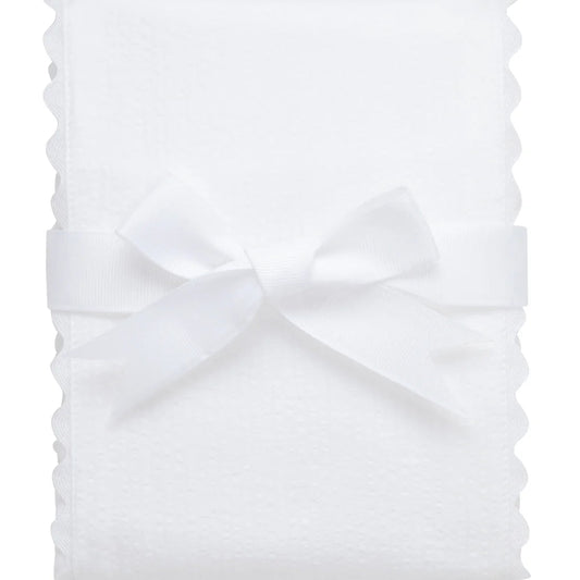 White Seersucker Stripe Fancy Fabric Burp Cloth