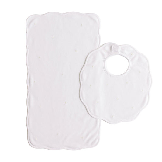 Scalloped Dots Bip & Burp Cloth Set