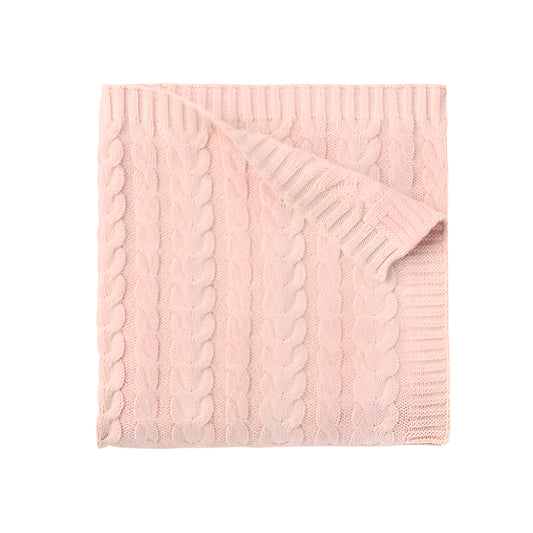 Pink Luxe Cable Knit Baby Blanket