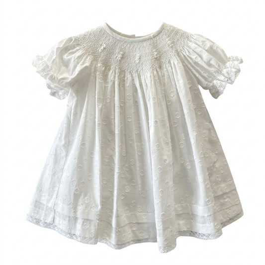 Ivory Eyelet Lace Smocked Dress