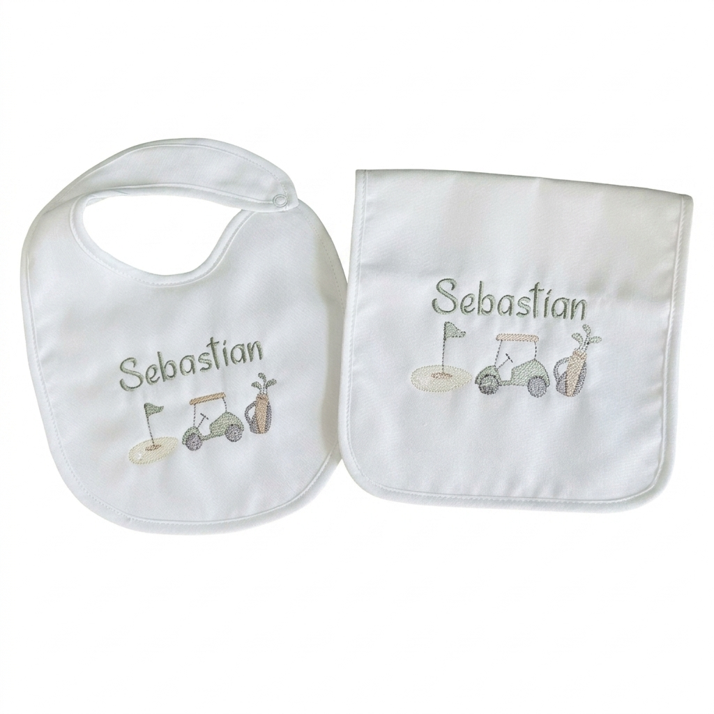 Golf Bib and Burp Cloth Set
