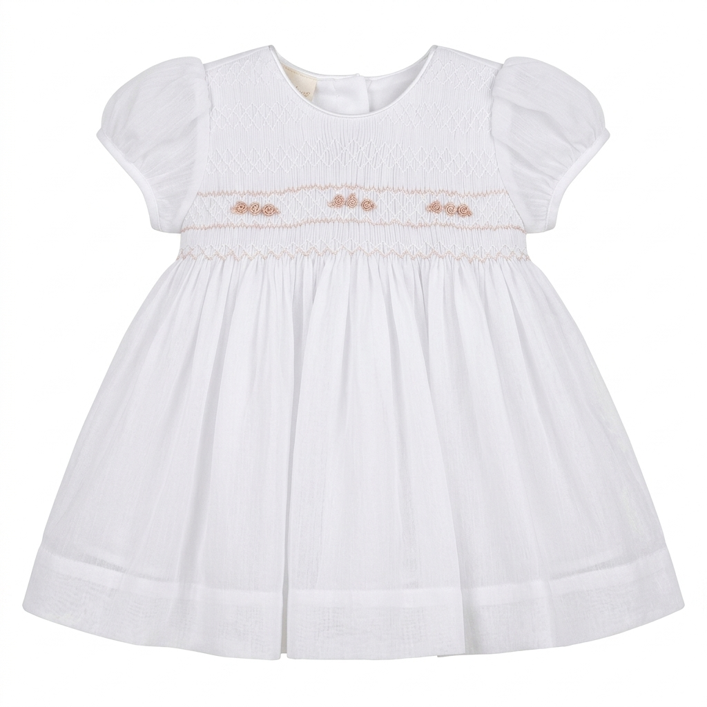 White Smocked Rose Dress