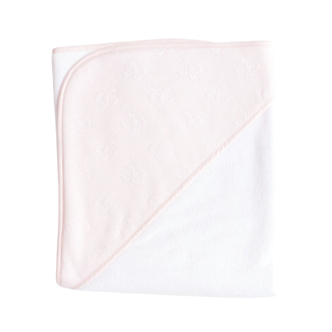 Hooded Towel Pink Jacquard Bows