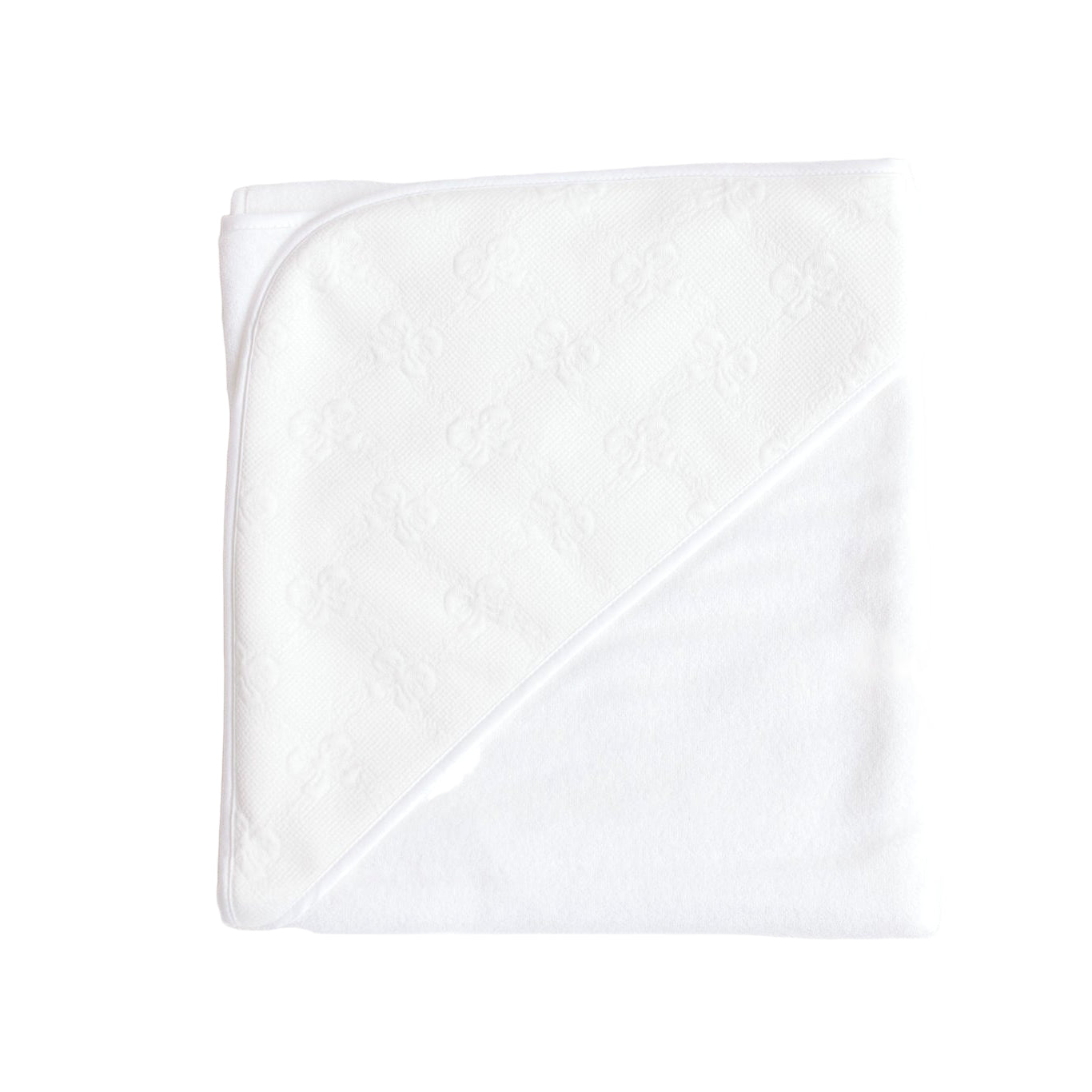 Hooded Towel White Jacquard Bows
