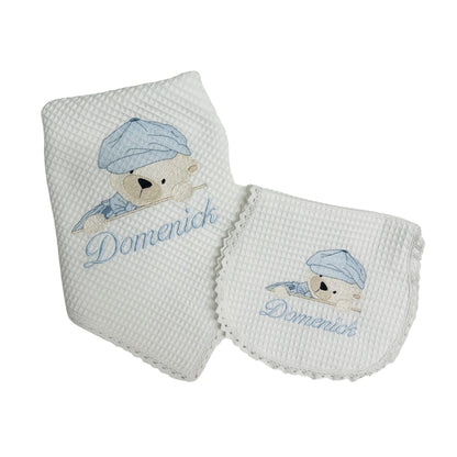 Teddy Blanket and Burp Cloth Set