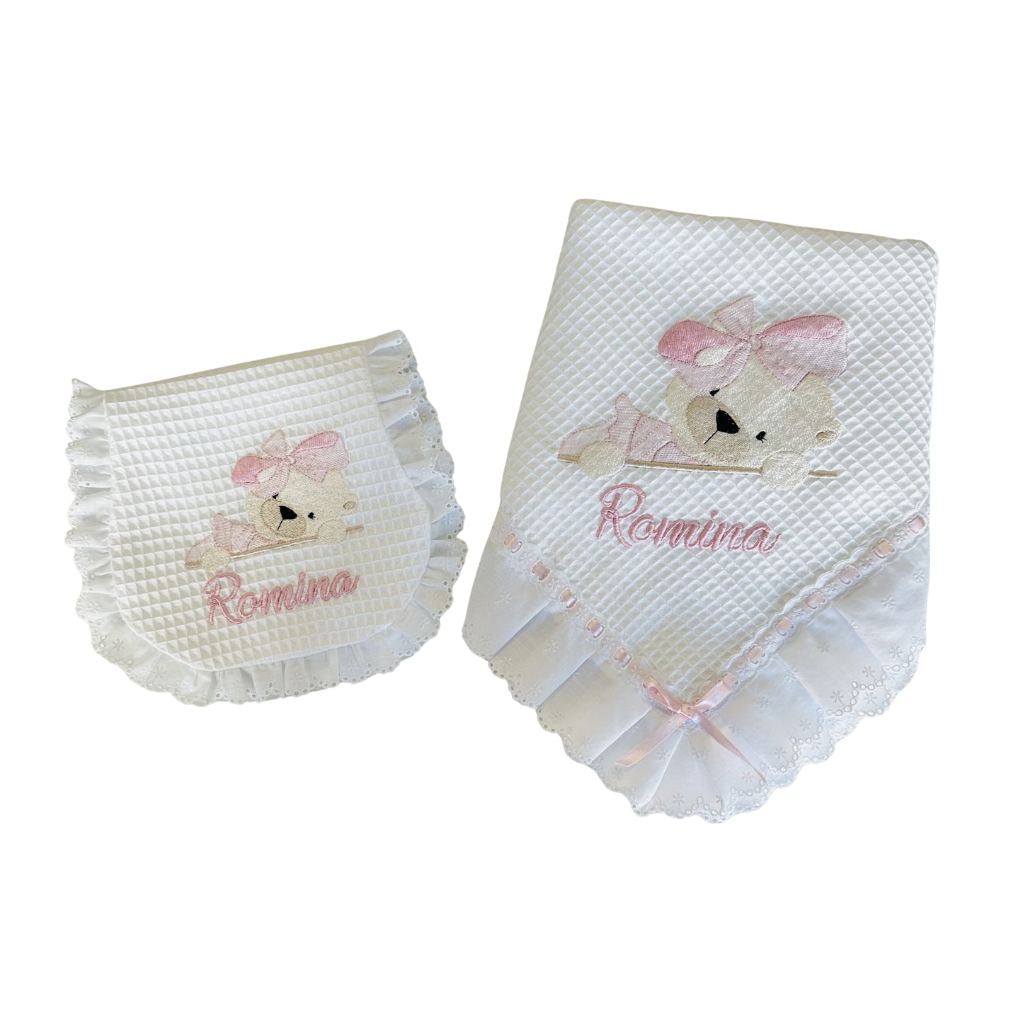 Teddy Blanket and Burp Cloth Set