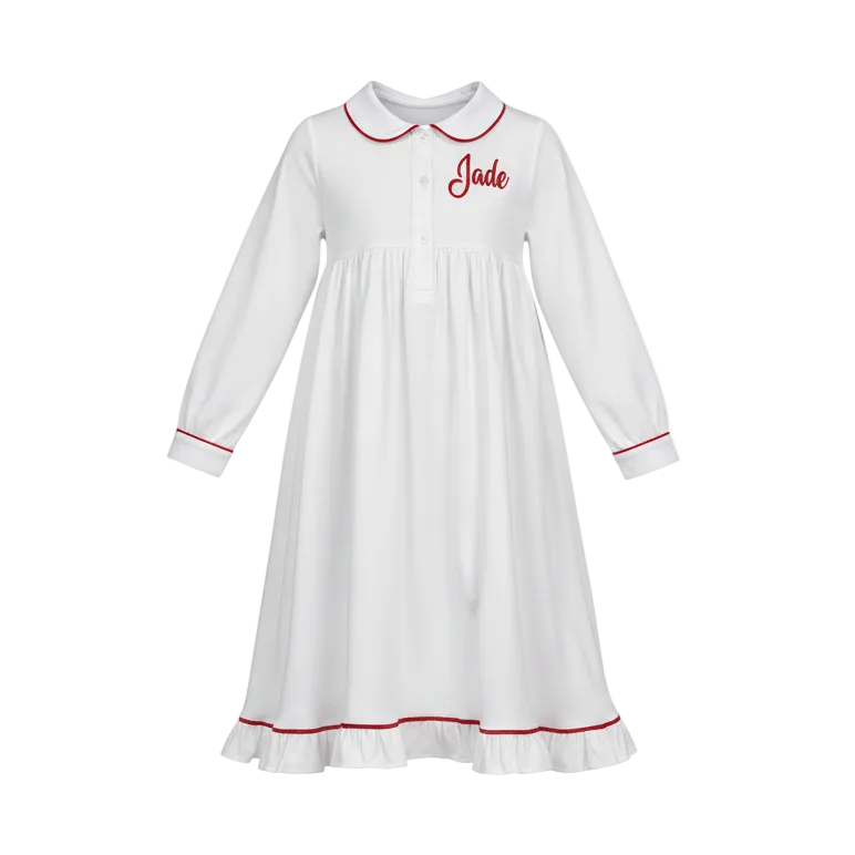 Traditional White Christmas PJ Dress